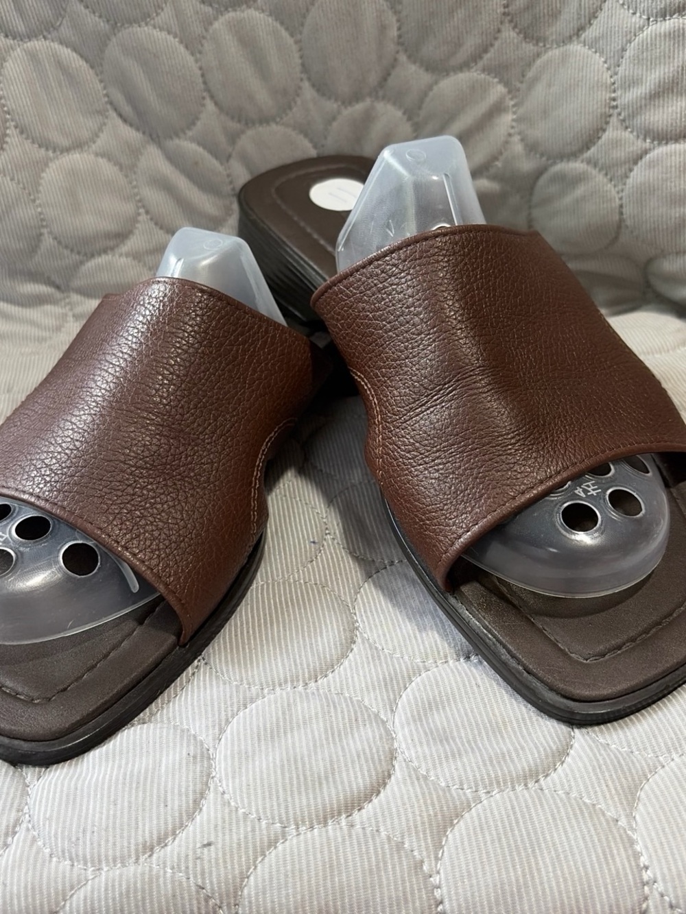 Montego Bay Club Brown Pebbled Leather Slide Sandals